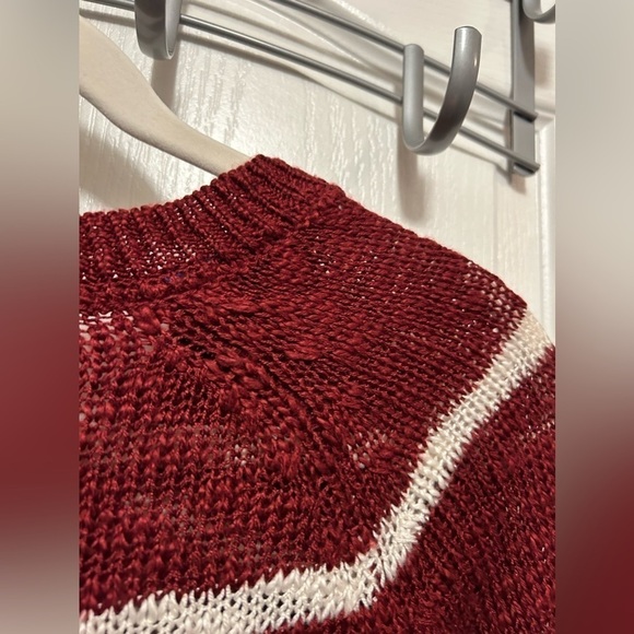 U.S. POLO ASSN. Red and White Stripe Sweater women’s large v neck pullover - Picture 11 of 16